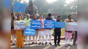 Karnataka MPs protest inside Parliament complex, demand construction of Mekedattu Dam on Cauvery river