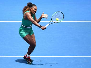 Serena Williams hits a return against Germany's Tatjana Maria during their women's singles match at the Australia Open. AFP