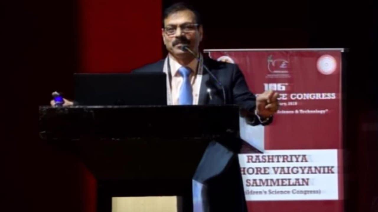 Andhra University's Vice Chancellor G Nageshwar Rao speaking at the 106th Indian Science Congress Friday. Image credit: Lovely Professional University/YouTube