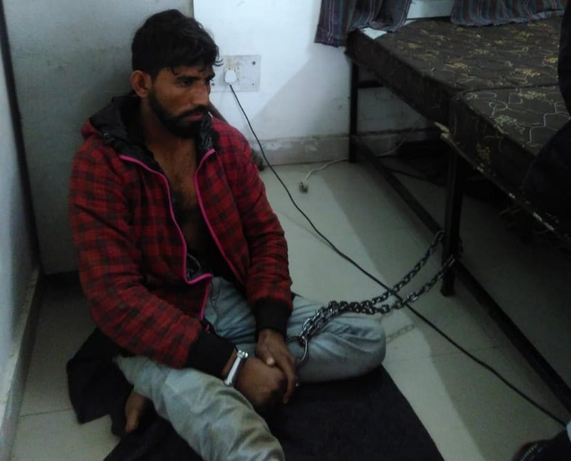 Naushad was chained to a bed at a police station instead of being taken to a doctor. Image Courtesy: Sat Singh