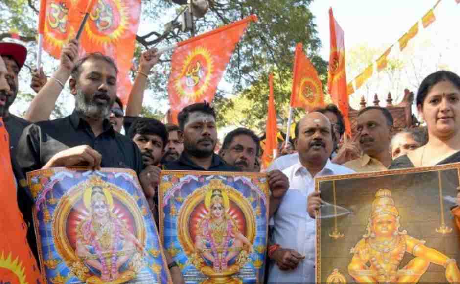 Supporters of the Bharatiya Janata Party march during a protest rally in Kochi on Thursday. Clashes erupted between Hindu hardliners and police in Kerala for a second day on 3 January. AFP Supporters of the Bharatiya Janata Party march during a protest rally in Kochi on Thursday. Clashes erupted between Hindu hardliners and police in Kerala for a second day on 3 January. AFP
