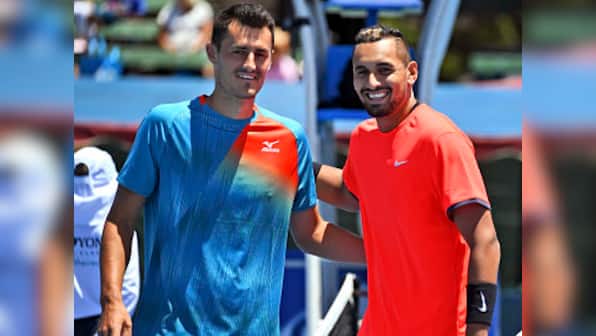 Kooyong Classic: Bernard Tomic comes out on top against Nick Kyrgios in battle of Australian tennis' bad boys