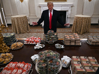 Donald Trump treats college football champions to burgers and fries after shutdown closes White House kitchen Donald Trump treats college football champions to burgers and fries after shutdown closes White House kitchen