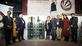 Items showing India's scientific prowess burried in the ground at ISC 2019