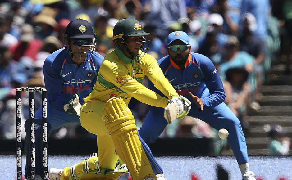 Australia's Usman Khawaja (centre) had a bad Test series but he was adamant on making a point in the coloured clothing. He came to bat when Aussies were 8 for 1 and controlled one end beautifully. He ended up scoring 59 off 81 balls. The other contributor was Shaun Marsh (54 of 70) along with whom he made a partnership of 92 runs for the third wicket. AP Australia's Usman Khawaja (centre) had a bad Test series but he was adamant on making a point in the coloured clothing. He came to bat when Aussies were 8 for 1 and controlled one end beautifully. He ended up scoring 59 off 81 balls. The other contributor was Shaun Marsh (54 of 70) along with whom he made a partnership of 92 runs for the third wicket. AP