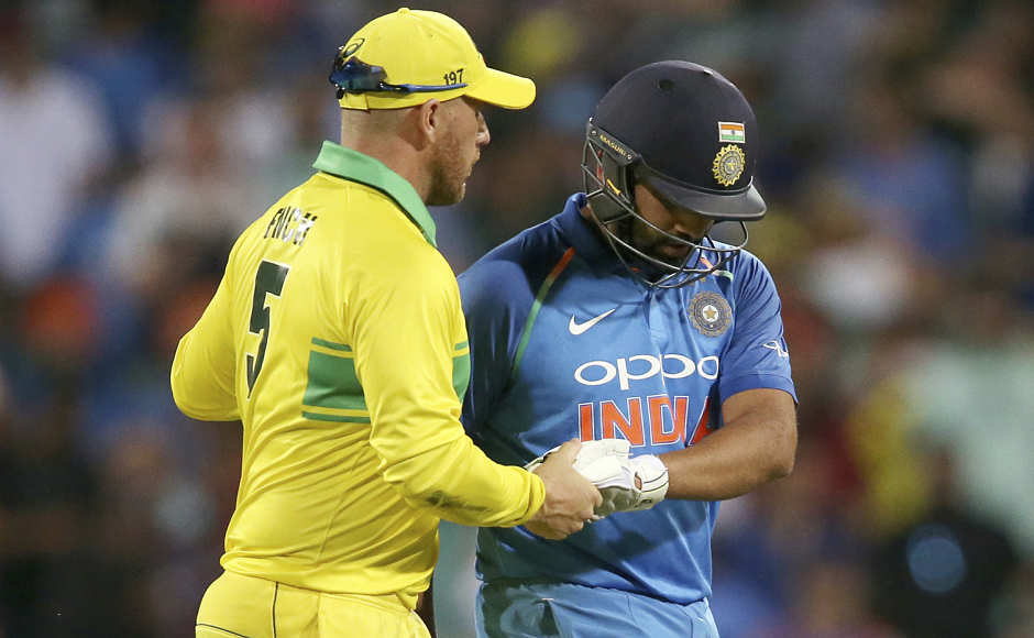 Rohit Sharma (right) hit 22nd ODI ton of his career. He scored 133 off 129 balls and his innings included 10 fours and 6 sixes. But it was not enough to take India past the total of 288 posted by Australia. AP Rohit Sharma (right) hit 22nd ODI ton of his career. He scored 133 off 129 balls and his innings included 10 fours and 6 sixes. But it was not enough to take India past the total of 288 posted by Australia. AP