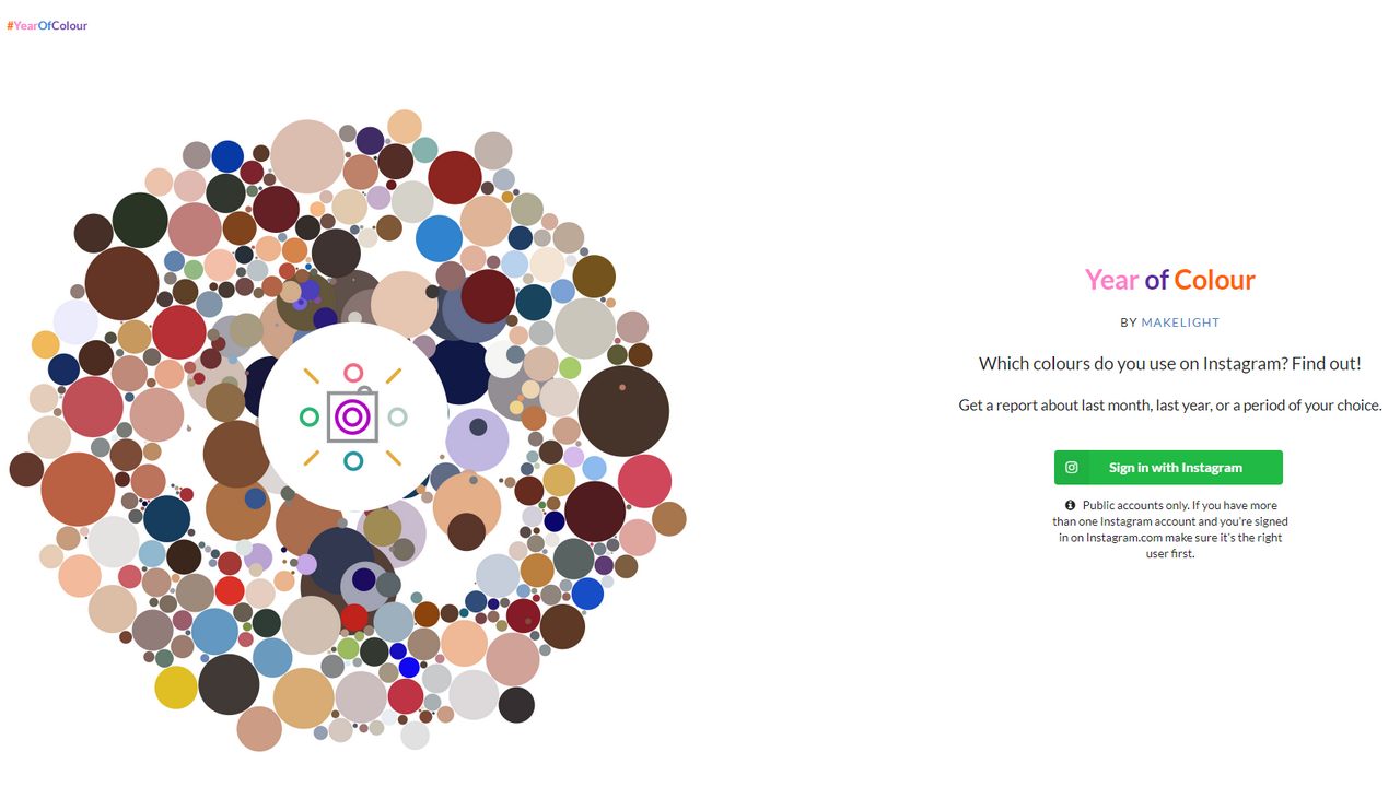 A new Year of Colours app helps users track colours of their Instagram photos