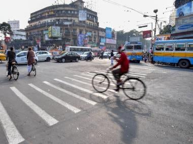 A deserted Kolkata road on day two of the nationwide strike on Wednesday. PTI