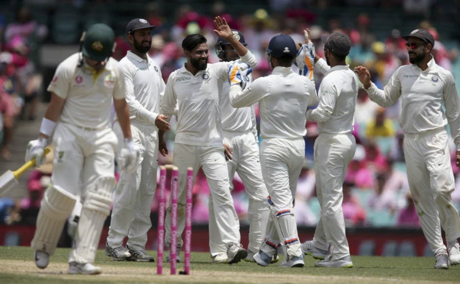 Ravindra Jadeja chipped in with two wickets on Day 3, including that of Australia's top-scorer Marcus Harris. AP Ravindra Jadeja chipped in with two wickets on Day 3, including that of Australia's top-scorer Marcus Harris. AP
