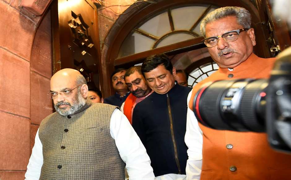 RS member Amit Shah makes his way out of the Rajya Sabha after the Constitution (124th Amendment) Bill, 2019 was passed. PTI RS member Amit Shah makes his way out of the Rajya Sabha after the Constitution (124th Amendment) Bill, 2019 was passed. PTI