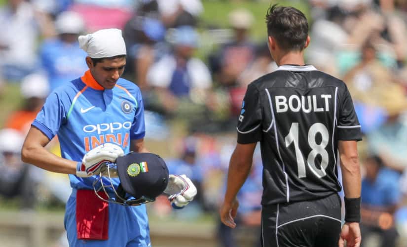 Boult’s bouncer was too quick for the young Shubman Gill. AP