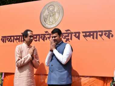 Amid constant bickering between BJP and Shiv Sena, Devendra Fadnavis and Uddhav Thackeray share stage for Balasaheb memorial Amid constant bickering between BJP and Shiv Sena, Devendra Fadnavis and Uddhav Thackeray share stage for Balasaheb memorial