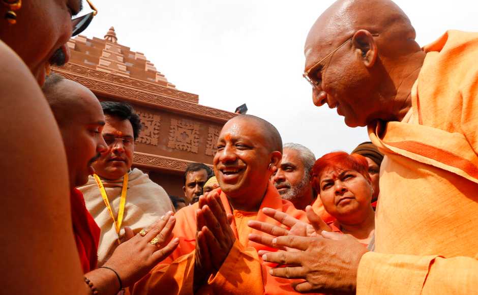 Uttar Pradesh chief minister Yogi Adityanath also visited the venue and met Puri Shankaracharya Swami Nishchalanand. AP Uttar Pradesh chief minister Yogi Adityanath also visited the venue and met Puri Shankaracharya Swami Nishchalanand. AP