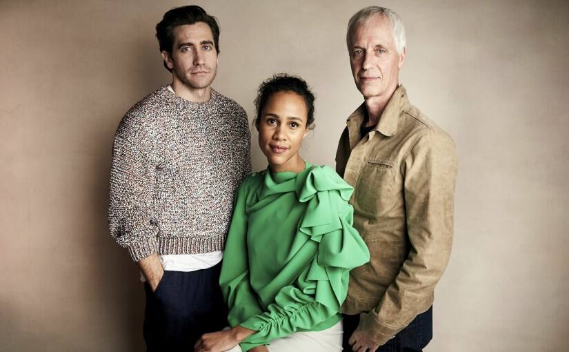 Jake Gyllenhaal, from left, Zawe Ashton and writer/director Dan Gilroy pose for a portrait to promote the film 