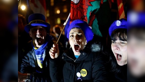 Brexit protestors build 'border wall' between Ireland, Northern Ireland to demonstrate unrest likely without deal