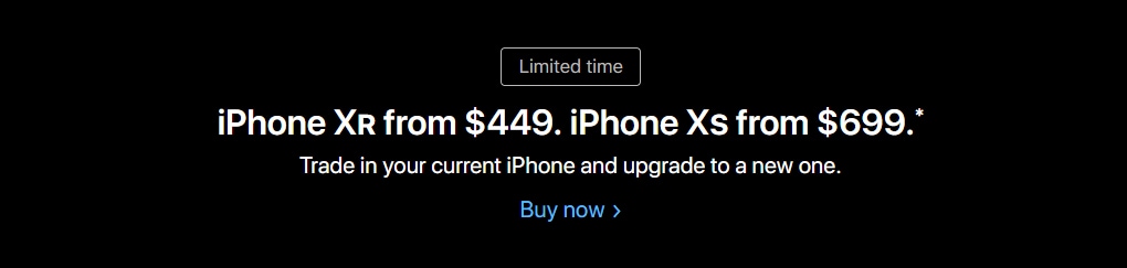 Apple is now highlighting buy-back offers on its site.