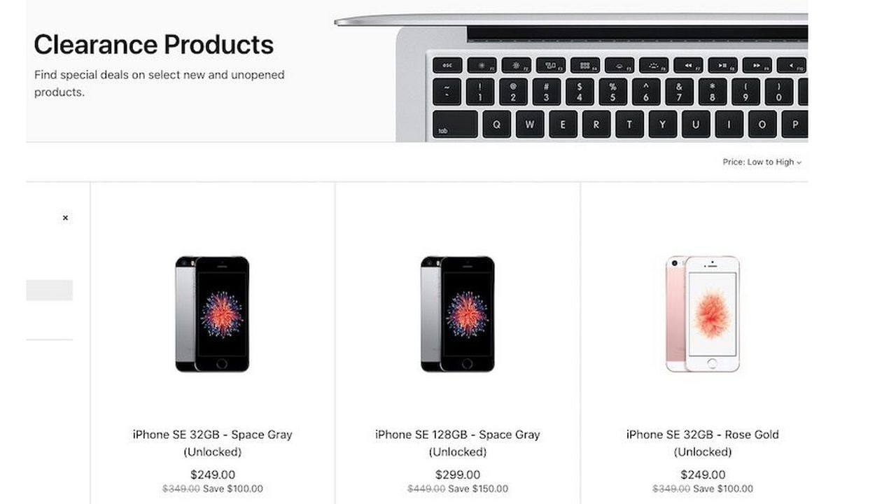 Apple US website shows the iPhone SE listing under clearance section. Image: MacRumours