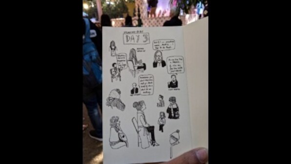 At the Zee Jaipur Literature Festival, artist Nishant Jain's project SneakyArt captures ordinary yet evocative moments