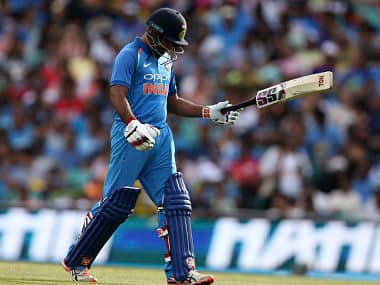 India’s Ambati Rayudu had a bad day at office, getting out for 0 in the first ODI. AP 
