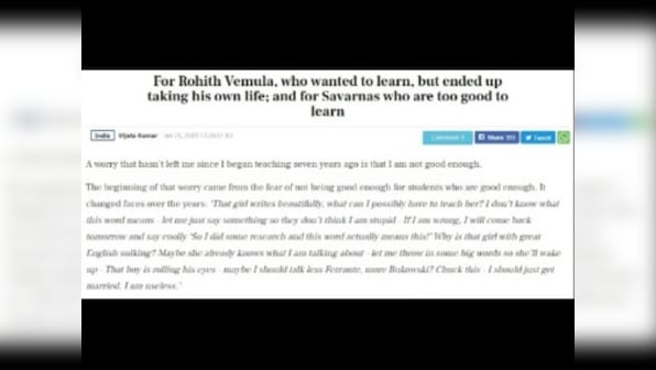 Raksha Kumar responds to Vijeta Kumar's column on Firstpost: Publishing unsubstantiated opinion is wrong
