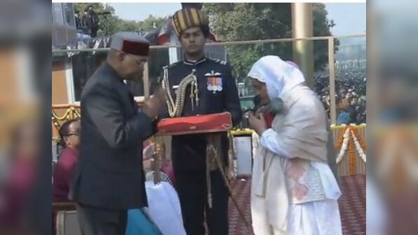 President Ram Nath Kovind confers Ashoka Chakra on Lance Naik Nazir Ahmad Wani, who quit militancy to join army