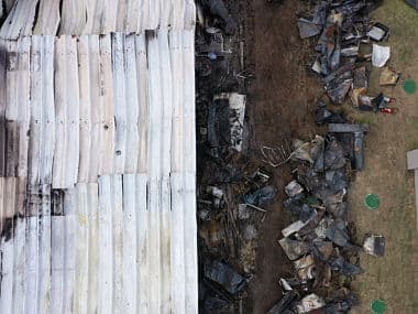 Aerial view of the Brazilian Flamengo football club training center after a building that housed players aged 14 to 17 caught fire. AFP