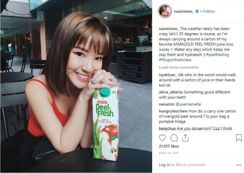 For example, few people believed that Naomineo (above) toted around a 1-litre bottle of apple juice at all times. | @naomineo_