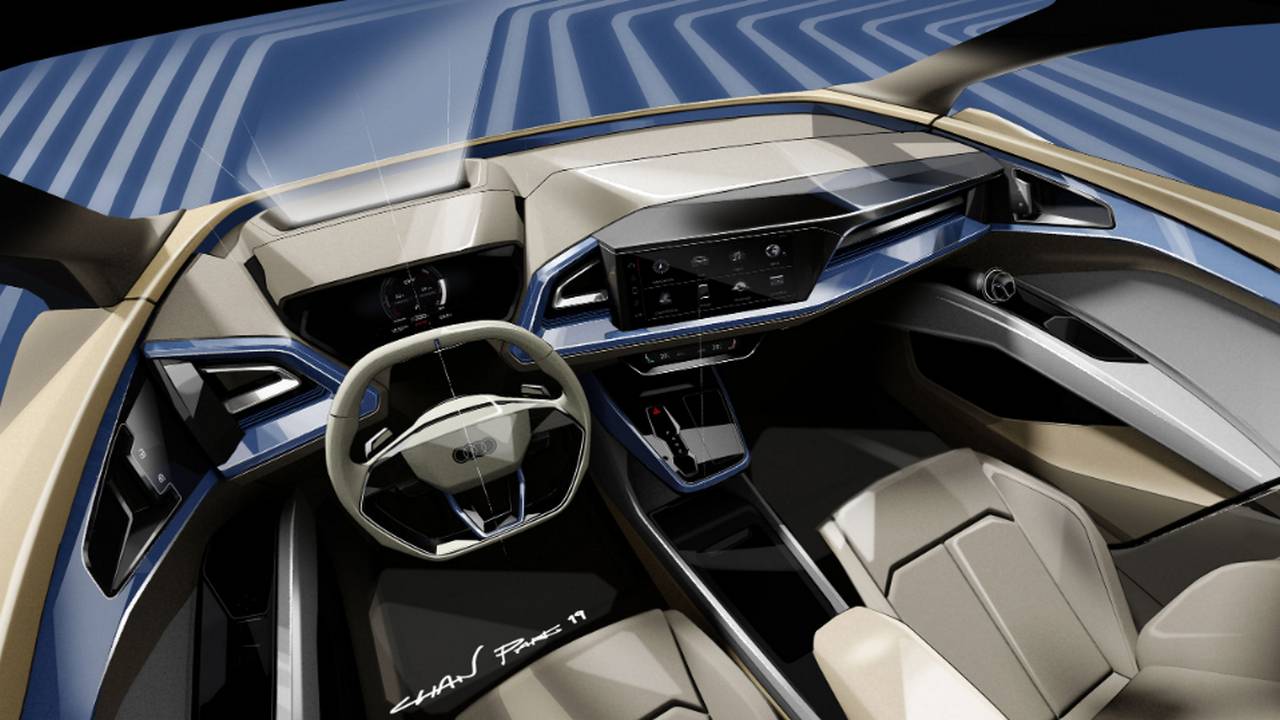 The dashboard has aluminium styling elements which run along the cabin and give a wrap-around effect. Image: Audi