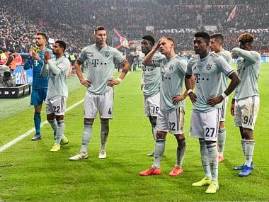 Bayern Munich’s players stand in front of their supporters disappointed after losing to Bayer 04 Leverkusen. AP Photo