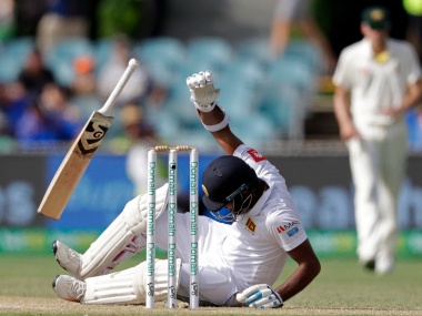 Australia vs Sri Lanka: Opener Dimuth Karunaratne stretchered off after being hit on neck by bouncer Australia vs Sri Lanka: Opener Dimuth Karunaratne stretchered off after being hit on neck by bouncer