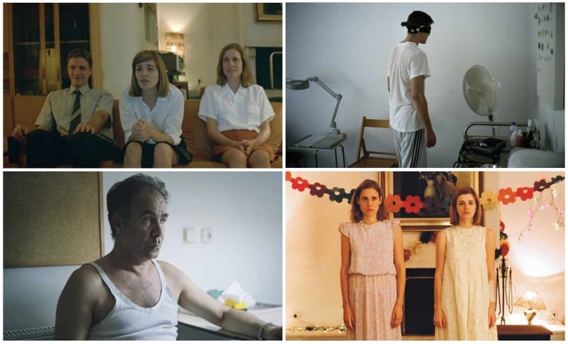 Christos Stergioglou, Angeliki Papoulia, Mary Tsoni and Christos Passalis in various still from Dogtooth