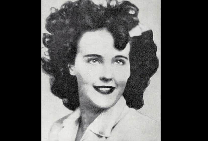 The 'Black Dahlia' or Elizabeth Short, as seen in a police bulletin photo. Image via Wikimedia Commons, 