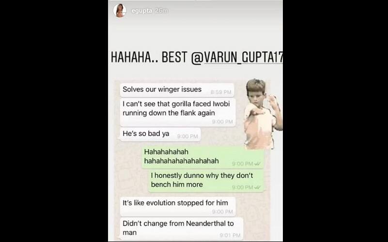 Esha Gupta’s Whatsapp conversation with friend which she later posted on her Instagram story. Source: File Image