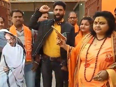 Members of the Hindu Mahasabha 'celebrate' Gandhi's assassination on Wednesday. Twitter @AfrozJournalist