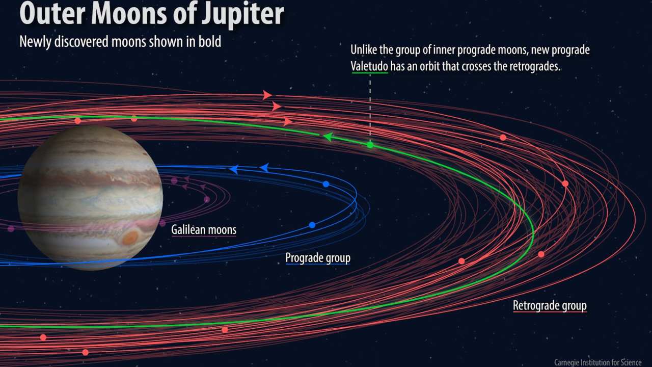 Jupiter's newly-discovered moons. Image credit: Carnegie Institution for Science