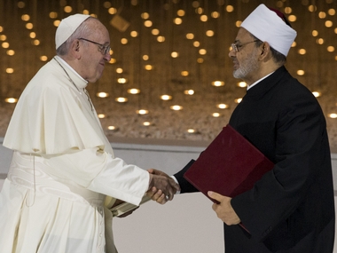 Pope Francis and Al-Azhar imam Sheikh Ahmed al-Tayeb sign historic Abu Dhabhi declaration, call for freedom of belief Pope Francis and Al-Azhar imam Sheikh Ahmed al-Tayeb sign historic Abu Dhabhi declaration, call for freedom of belief