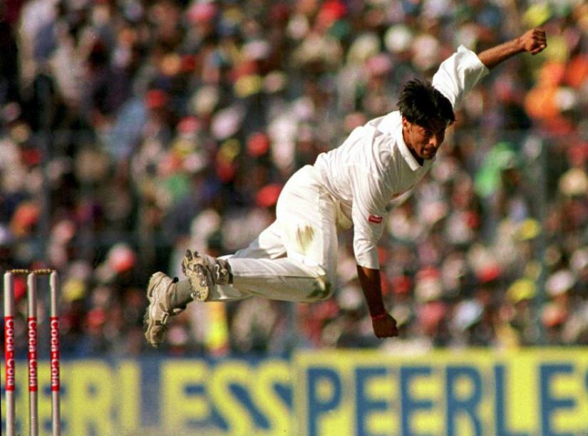 Shoaib Akhtar in full flight at Eden Gardens in Kolkata. AFP/ File