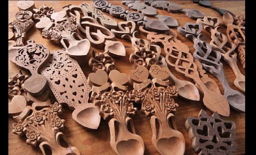 In Wales, men traditionally carved wooden “love spoons” for their sweethearts. Few actual examples before the 1800s survive. Source: Twitter