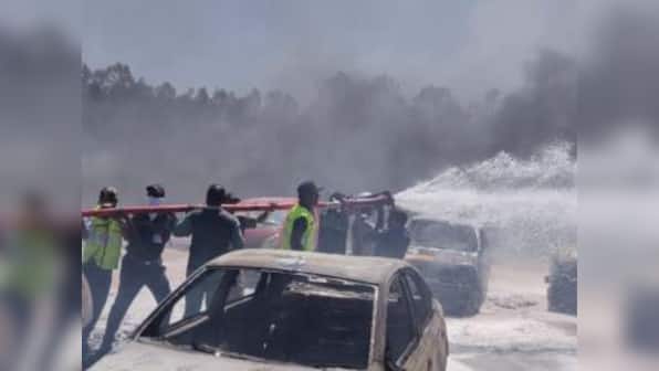 Fire breaks out near Aero India 2019 venue: 300 cars gutted in blaze; one firefighter sustains minor injuries