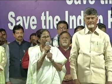 Mamata Banerjee and Chandrababu Naidu in Kolkata on Tuesday. ANI