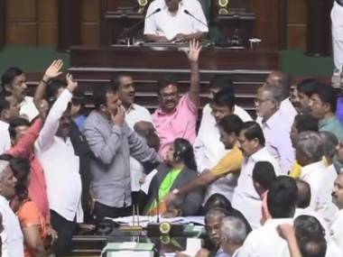 BJP MLAs disrupt Karnataka Assembly proceedings, claim coalition is in minority; seven Congress MLAs still absconding BJP MLAs disrupt Karnataka Assembly proceedings, claim coalition is in minority; seven Congress MLAs still absconding