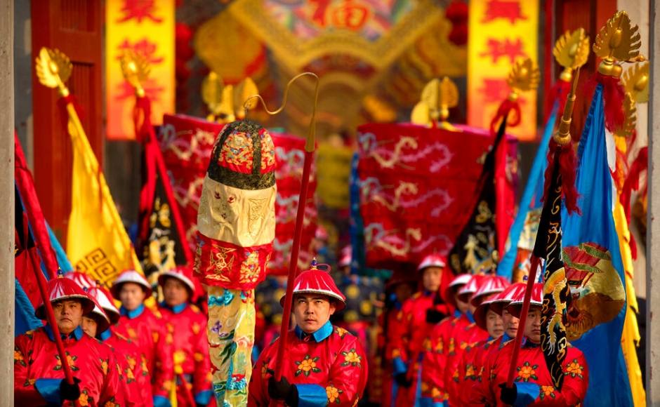 At Ditan Park in China's Beijing, a Qing Dynasty ceremony was held in which emperors prayed for good harvest and fortune at a temple fair. AP At Ditan Park in China's Beijing, a Qing Dynasty ceremony was held in which emperors prayed for good harvest and fortune at a temple fair. AP