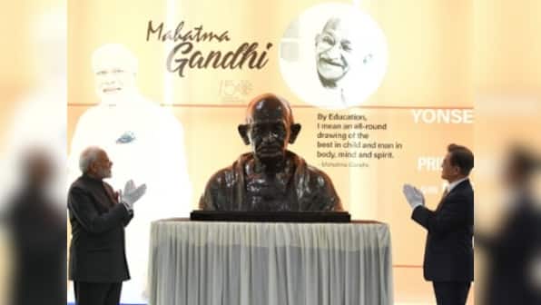 Narendra Modi unveils bust of Mahatma Gandhi in Seoul, calls his lifestyle 'lesson' for world facing climate change