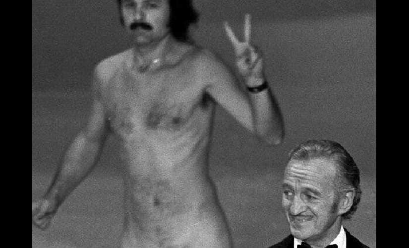 Robert Opel streaked across the stage at the 1974 awards. Image from Twitter @historysphoto