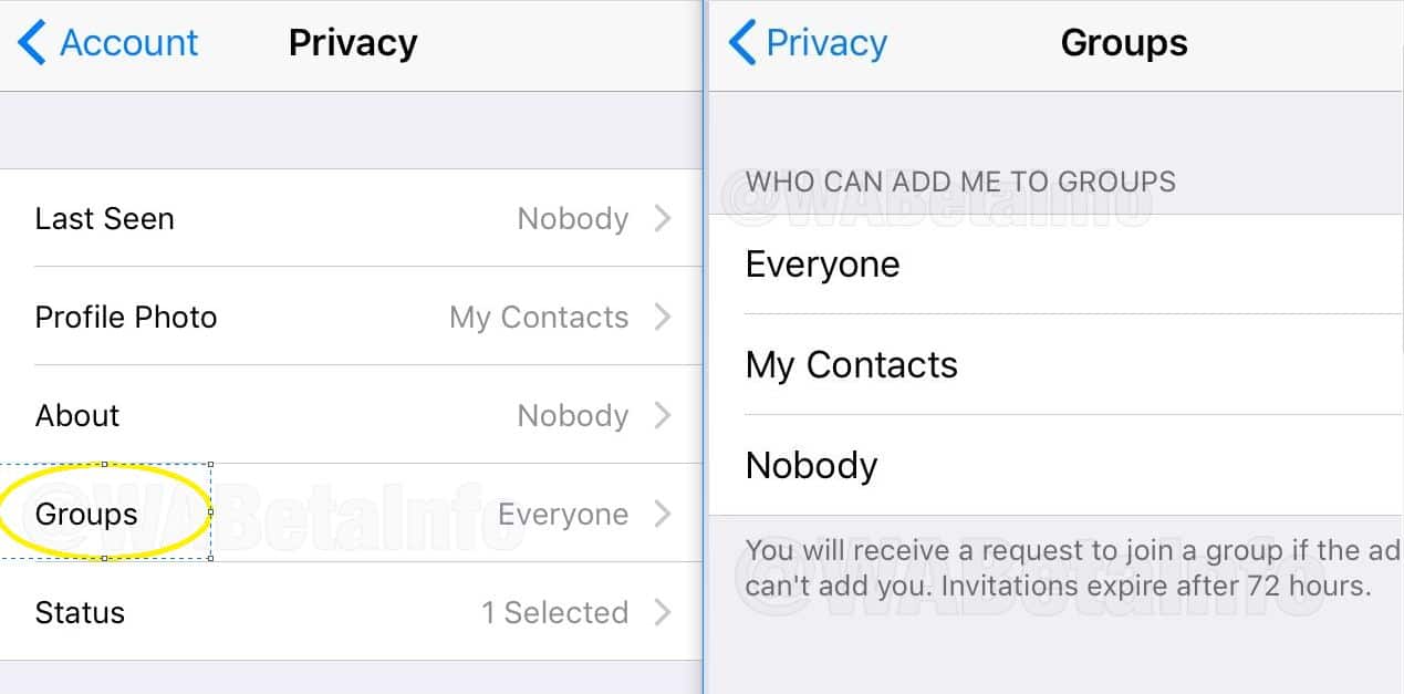 WhatsApp for iOS and Android will soon have a group invite feature. Image: WABetaInfo