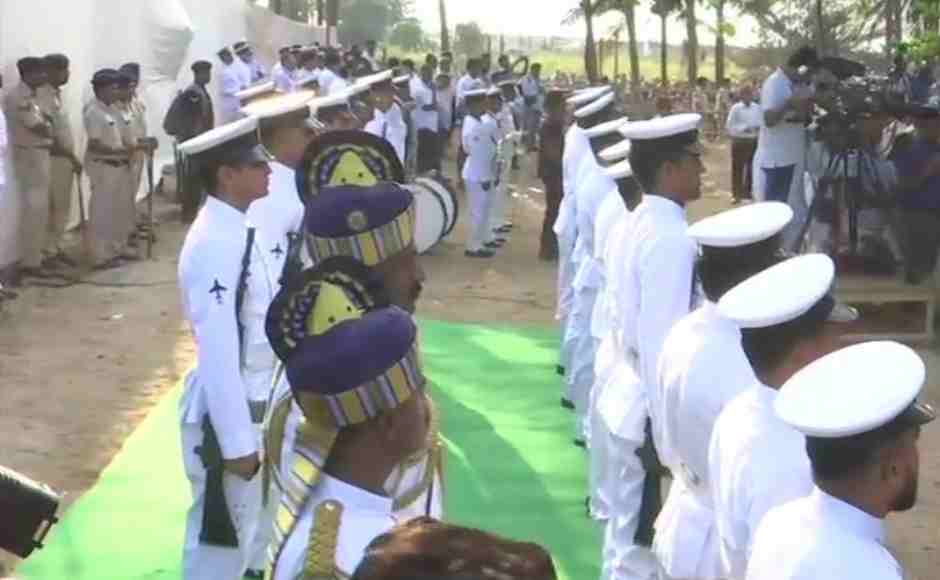 Visuals from the last rites ceremony of the late Goa Chief Minister. ANI Visuals from the last rites ceremony of the late Goa Chief Minister. ANI