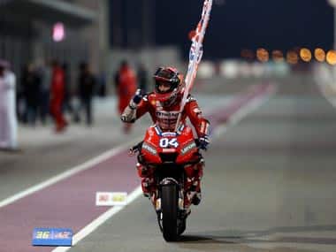 Andrea Dovizioso celebrates his win. AFP
