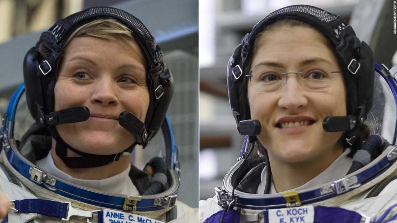 Astronauts Anne McClain and Christina Koch, the original pairing for the all-women spacewalk on 29 March. Image: Adapted from NASA