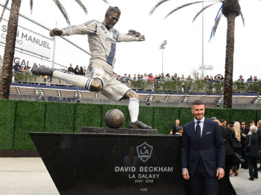 Major League Soccer: LA Galaxy unveil statue of former star David Beckham outside stadium as new season kicks off Major League Soccer: LA Galaxy unveil statue of former star David Beckham outside stadium as new season kicks off