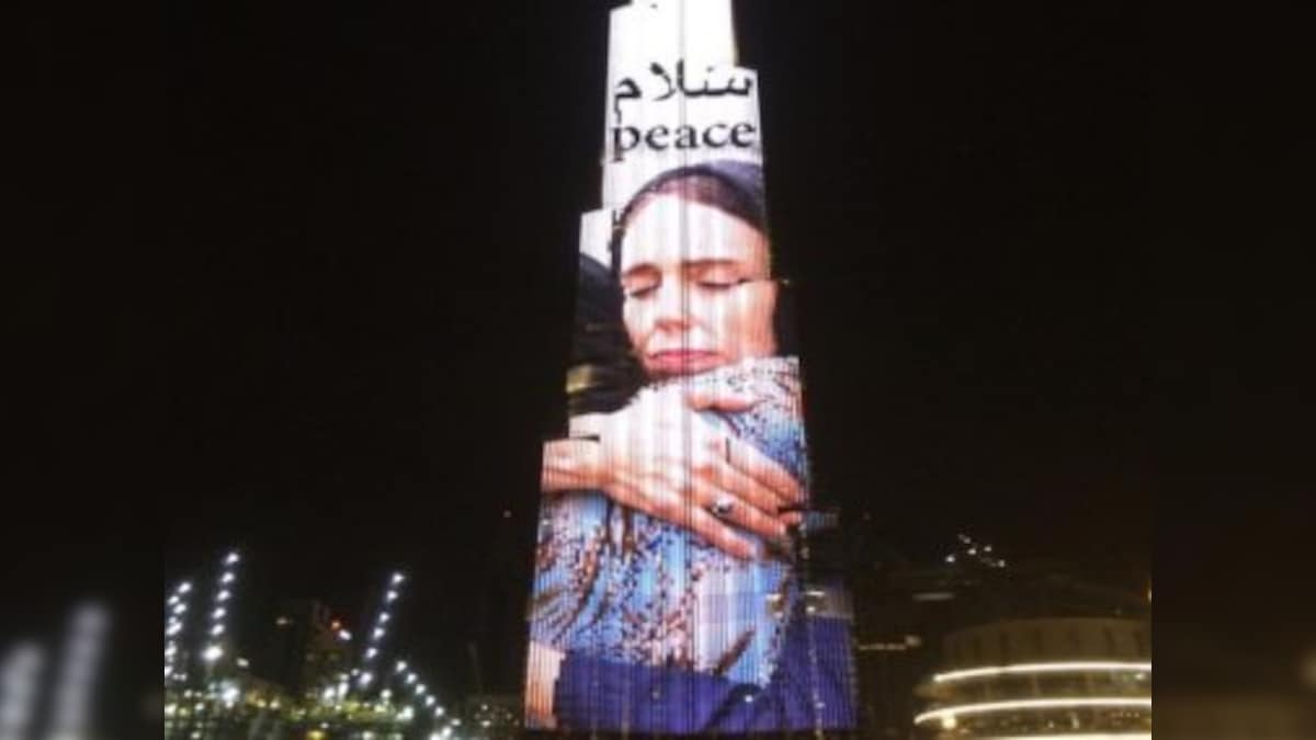 Burj Khalifa lit up with photo of Jacinda Ardern hugging woman after Christchurch shootings as Dubai thanks New Zealand PM's for empathy after